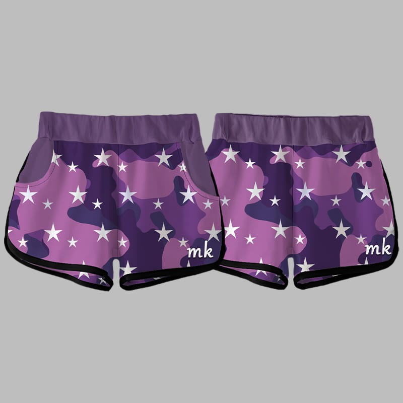 カモフラージュスターレタープリント MODAKAWA ショートパンツ - Purple - 5XL - image 7