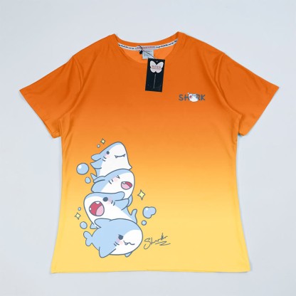 グラデーションスタックシャークグラフィックTシャツ - Orange - 5XL - image 8