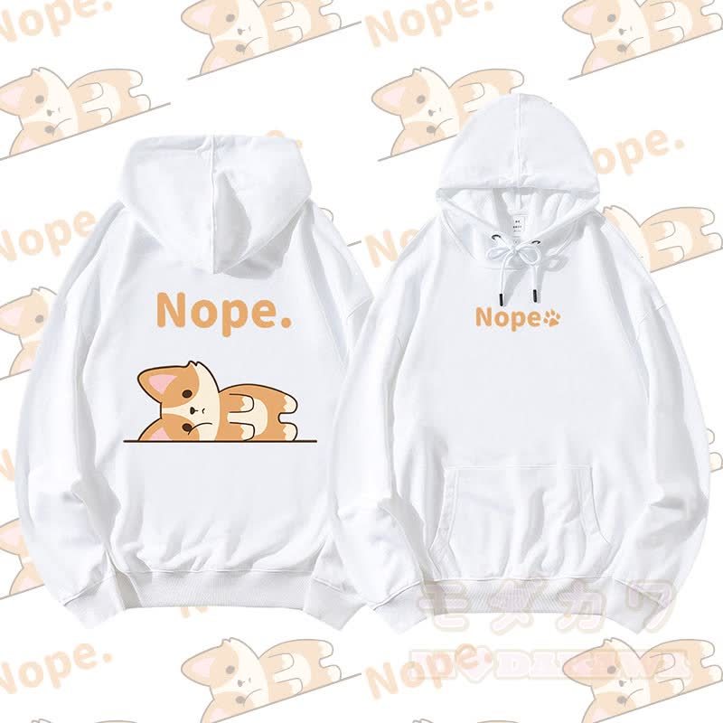 MODAKAWA フォックス ライイング フラット グラフィック ストリートウェア プルオーバー パーカー - 白 - 5XL - image 6