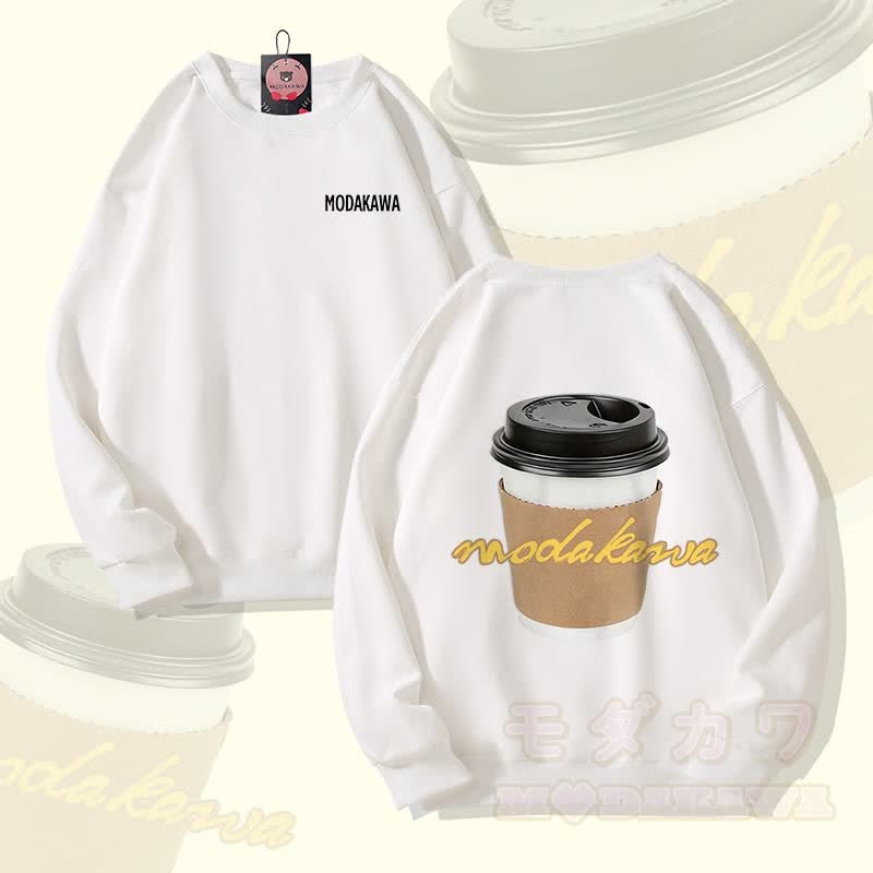 MODAKAWA コーヒーカップ グラフィック ユニセックス スウェットシャツ - 白 - 5XL - image 3