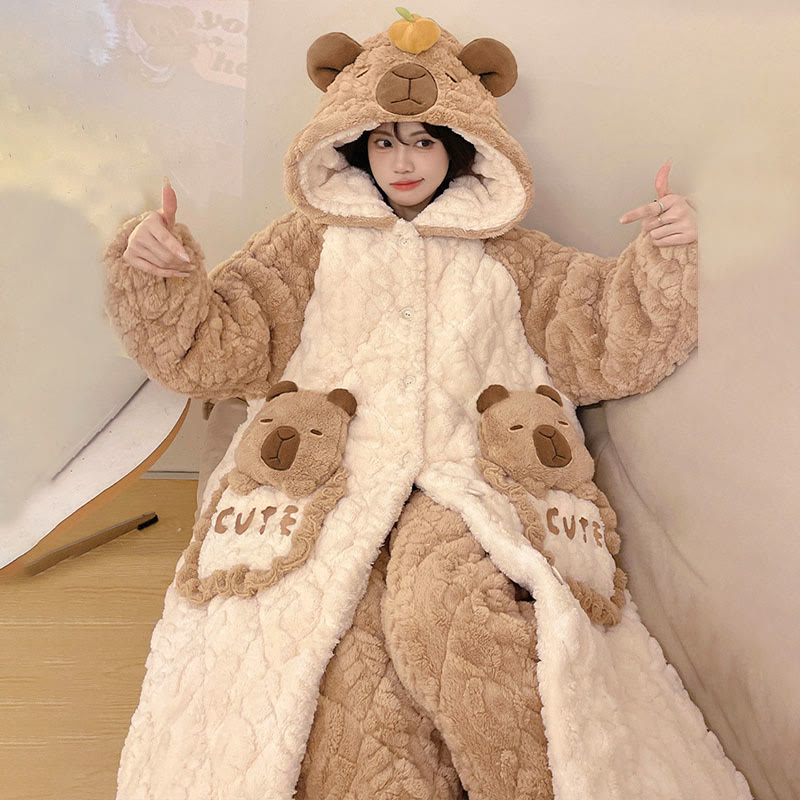 カピバラぬいぐるみフード付きパジャマセット - image 3