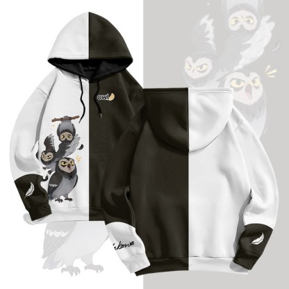 MODAKAWA フクロウグラフィック オールオーバープリント プルオーバーパーカー - Black - 6XL - image 3