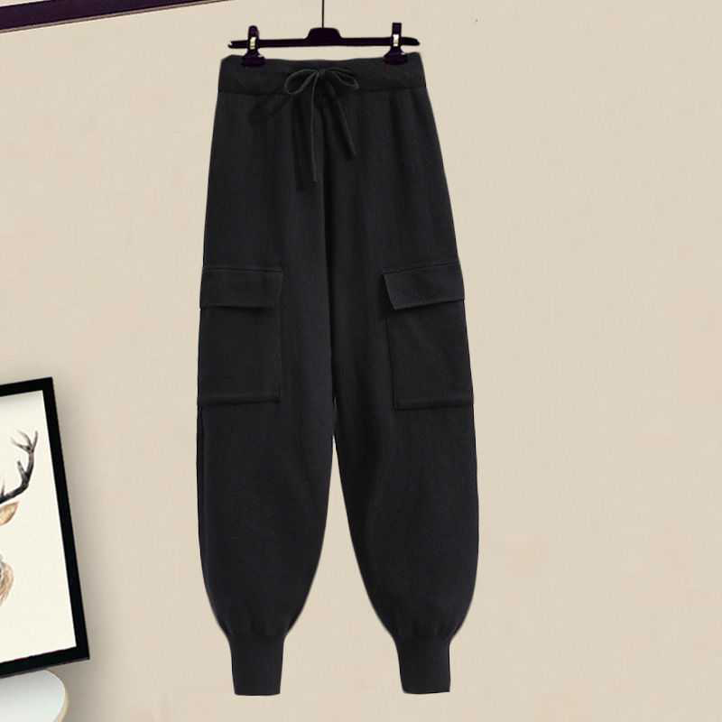ストライプラペルシャツとレースアップパンツのカジュアルマッチングアウトフィット - Black Pants - 4XL - image 8