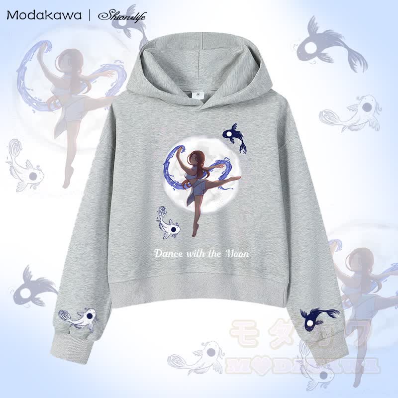 MODAKAWA X Shionslife Katara Water Bending グラフィック クロップド綿パーカー - グレー - 3XL - image 3