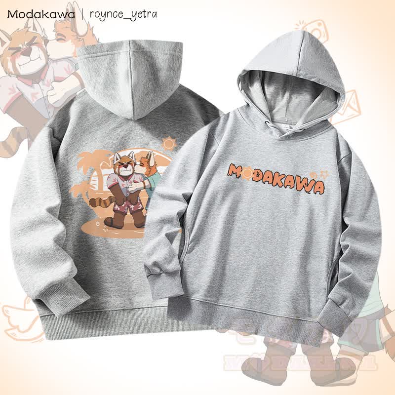 MODAKAWA X roynce_yetra Anderson Kisses Felipe グラフィック綿パーカー サイドポケット付き - グレーB - 5XL - image 6