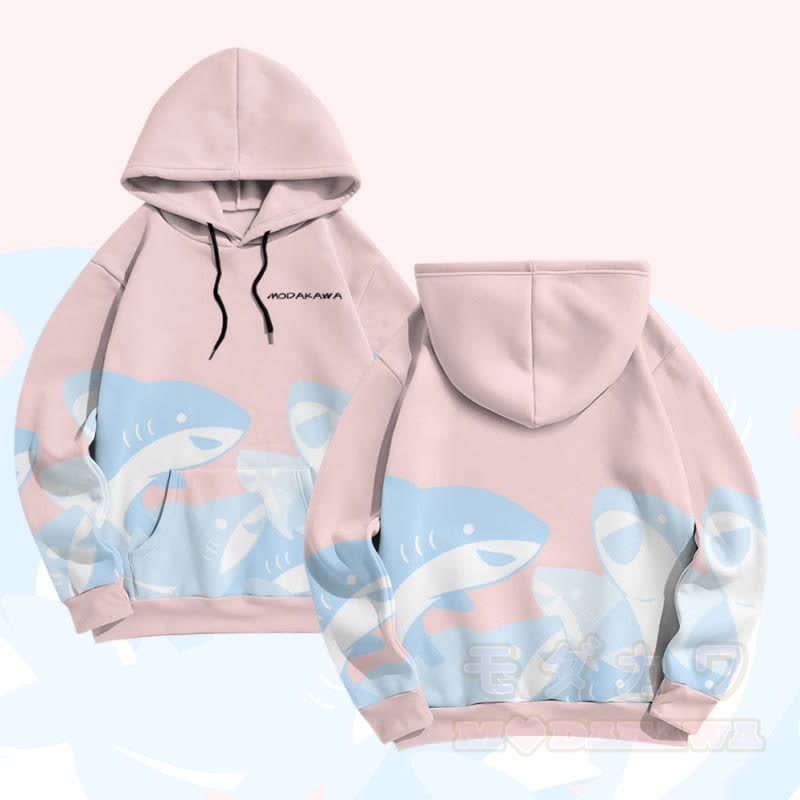 MODAKAWA おもしろサメグラフィック オールオーバープリント プルオーバーパーカー - ピンク - 5XL - image 3
