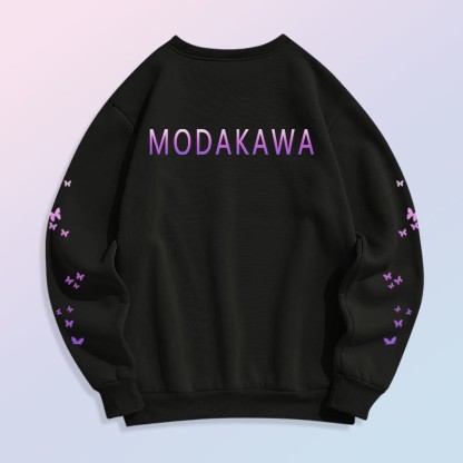 Modakawaグラデーション サン バタフライ プリント ラウンドカラー スウェットシャツ - image 4