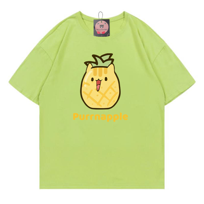PURRNAPPLE パープルパイナップルプリントModakawaTシャツ - Green - 5XL - image 5