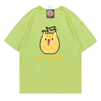 PURRNAPPLE パープルパイナップルプリントModakawaTシャツ - Green - 5XL - image 5