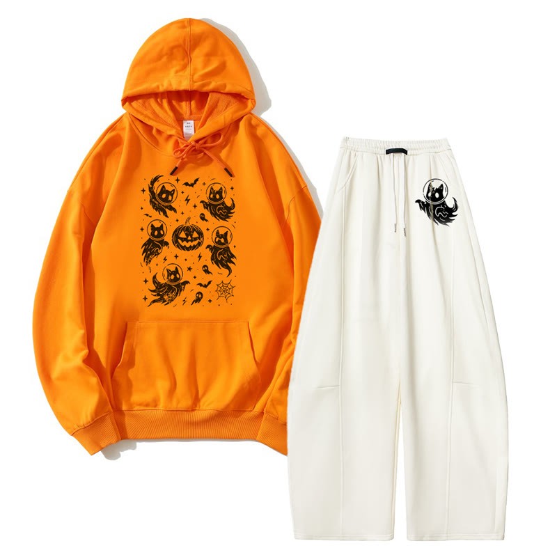MODAKAWA ゴーストキャット パンプキン パーカー ワイドレッグパンツ 2点セット - Orange&White - 5XL - image 6