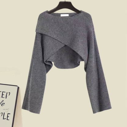 クロスニットセーター、ラペルシャツ、デニムパンツのマッチングコーデ - Gray Sweater - XL - image 10