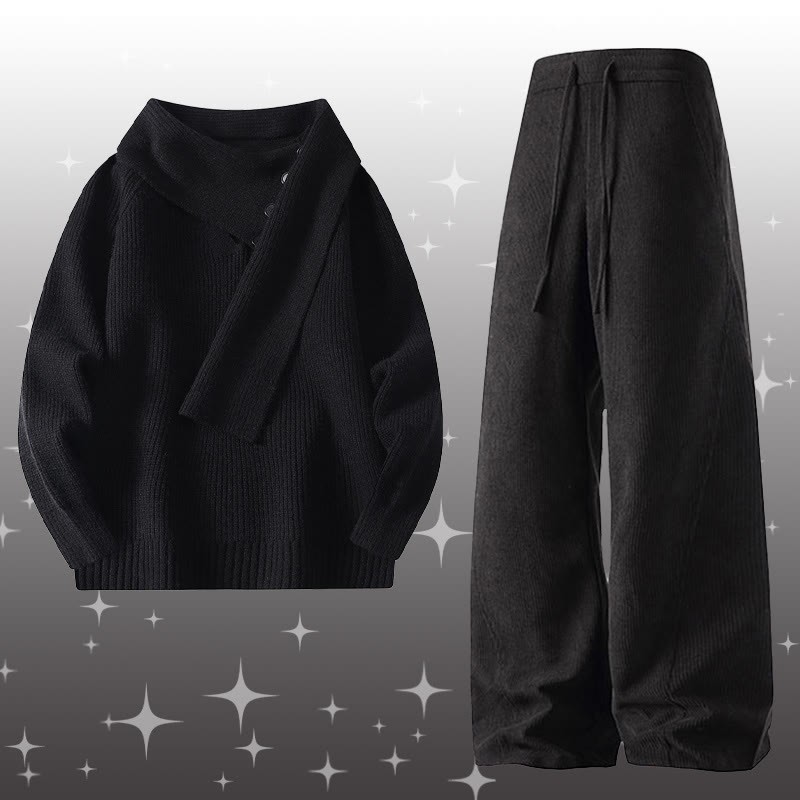 イレギュラーニットセーター コーデュロイパンツ ツーピース - Set E - 4XL - image 5