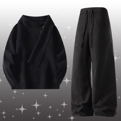 イレギュラーニットセーター コーデュロイパンツ ツーピース - Set E - 4XL - image 5