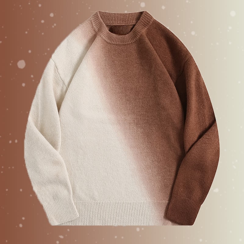 グラデーションニットセーター デニムパンツ ツーピース - Brown Sweater - 2XL - image 6