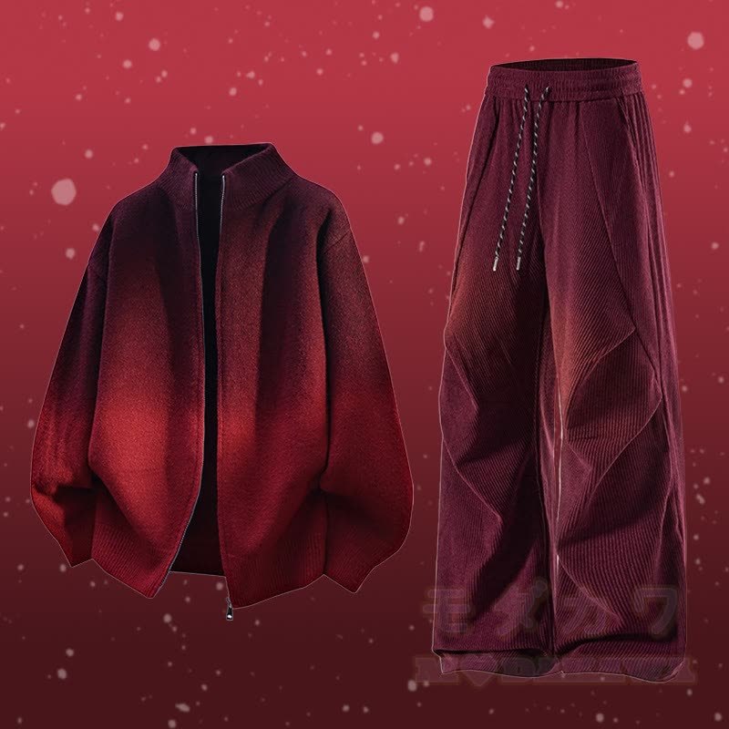 グラデーションジップアップジャケット コーデュロイパンツ ツーピース - セットC - 3XL - image 3