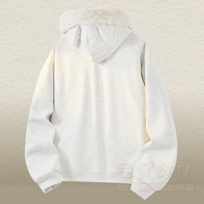 アニマルイヤーフリース裏地ジップアップパーカーデニムパンツツーピース - image 7