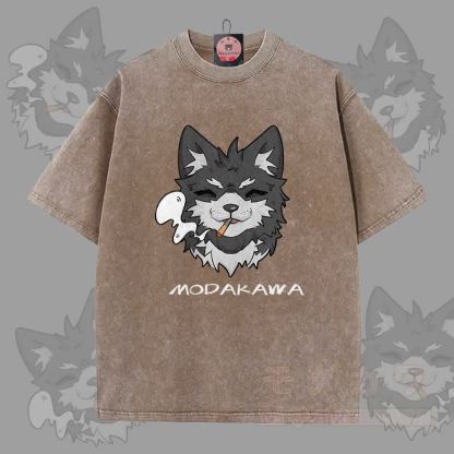 MODAKAWA 倖田來未 スモーキンググラフィック ユニセックス ヴィンテージウォッシュTシャツ - 茶色 - 5XL - image 6