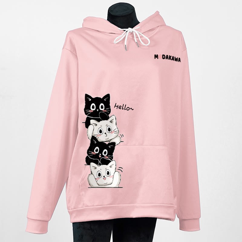 スタックキティレタープリントModakawaカワルーズパーカー - Pink - 5XL - image 5