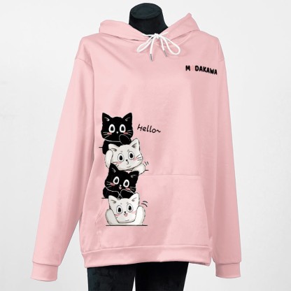 スタックキティレタープリントModakawaカワルーズパーカー - Pink - 5XL - image 5