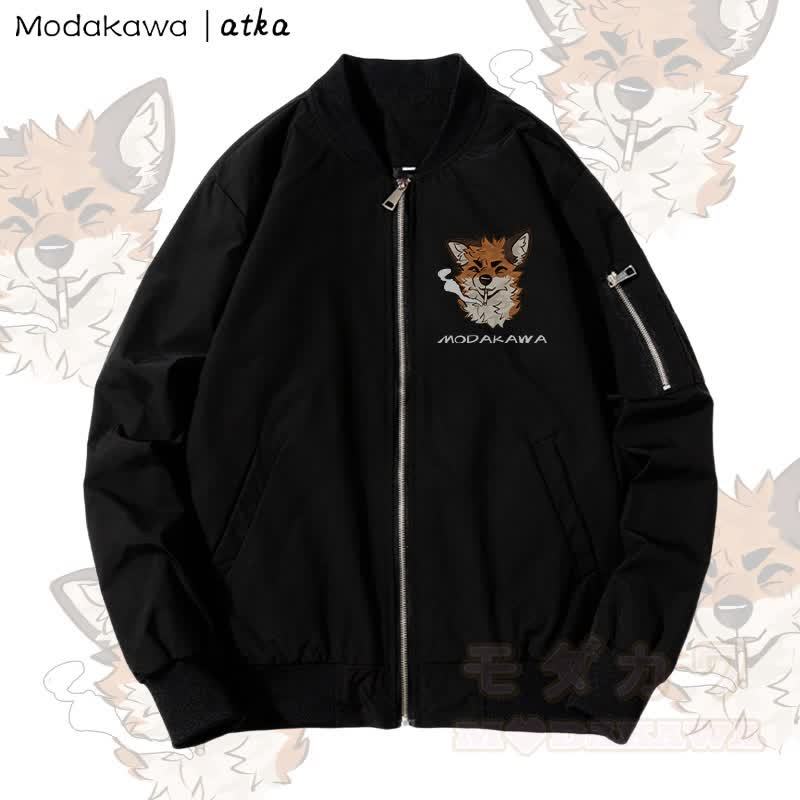MODAKAWA X atka Fox スモーキンググラフィック ジップアップ アウタージャケット - 濃厚 - 黒 - 4XL - image 4