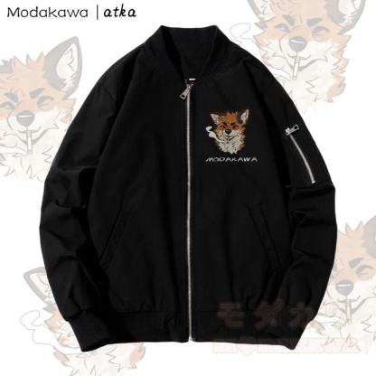 MODAKAWA X atka Fox スモーキンググラフィック ジップアップ アウタージャケット - 濃厚 - 黒 - 4XL - image 4