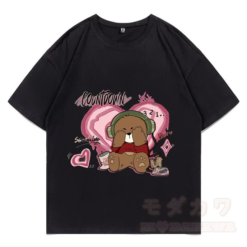 MODAKAWA COUNTDOWN カバーアイズベア グラフィックTシャツ - 黒 - 5XL - image 4