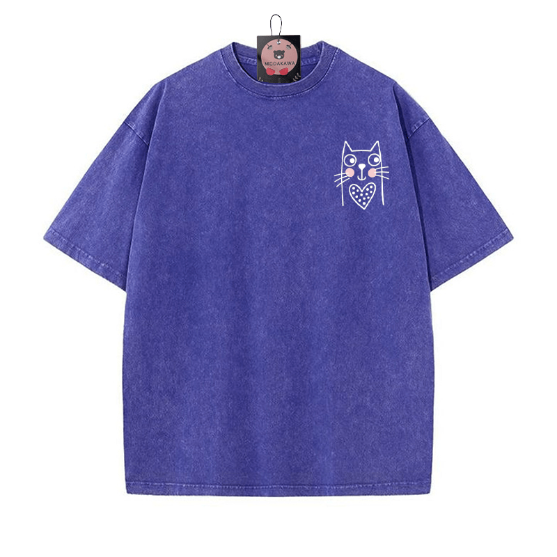 キティプリント ヴィンテージウォッシュTシャツ - 青 - 5XL - image 3