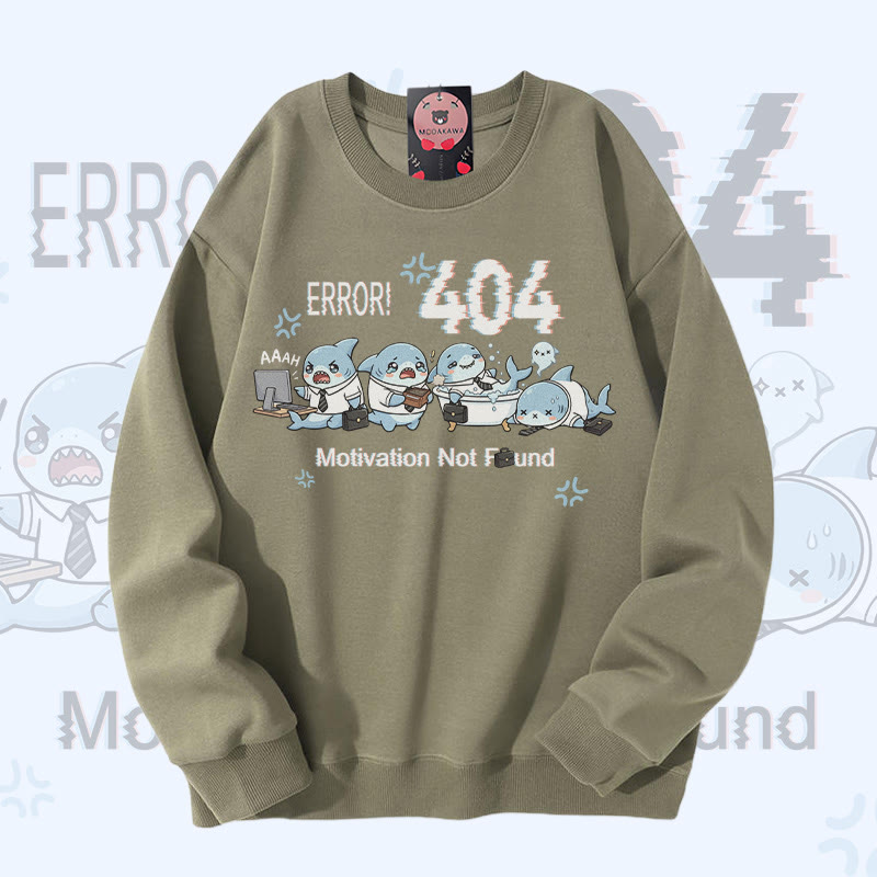 ERROR 404 MOTIVATION NOT FOUNDん シャークグラフィックModakawaスウェットシャツ - Light Khaki - 5XL - image 2