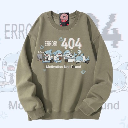 ERROR 404 MOTIVATION NOT FOUNDん シャークグラフィックModakawaスウェットシャツ - Light Khaki - 5XL - image 2