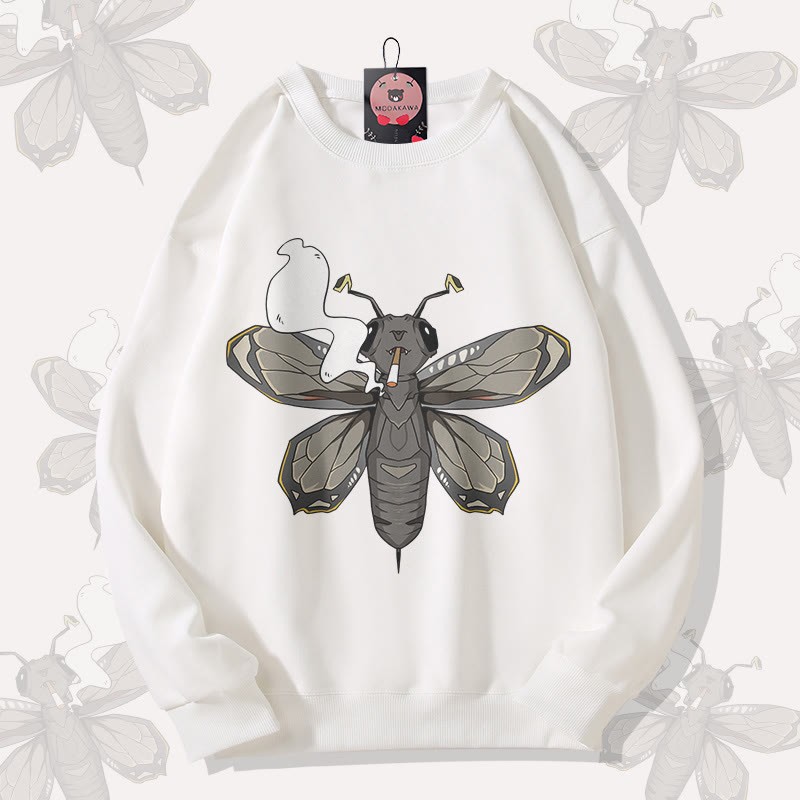 MODAKAWA スモーキングモス グラフィック ユニセックス スウェットシャツ - White - 5XL - image 3