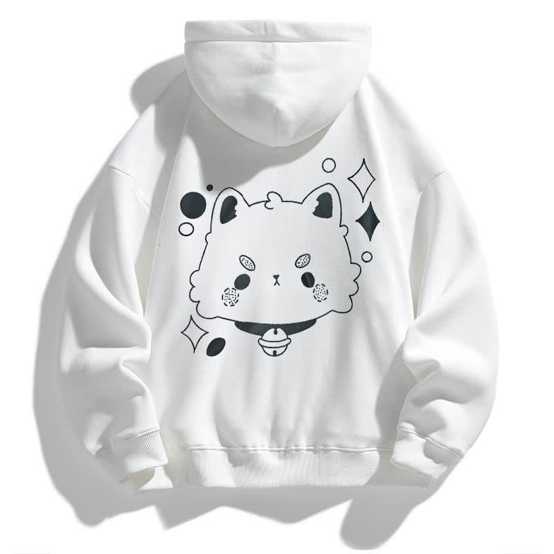 Modakawaガールフレンド ボーイフレンド キテ​​ィ グラフィック フリース 裏地 パーカー - White - 5XL - image 7