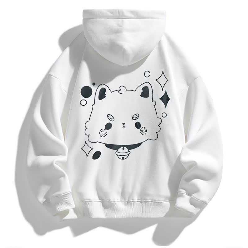 Modakawaガールフレンド ボーイフレンド キテ​​ィ グラフィック フリース 裏地 パーカー - White - 5XL - image 7