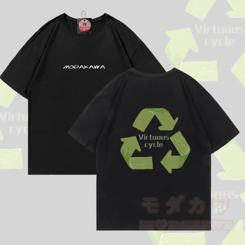 VIRTUOUS CYCLE グラフィックModakawa綿Tシャツ - 黒 - 5XL - image 4