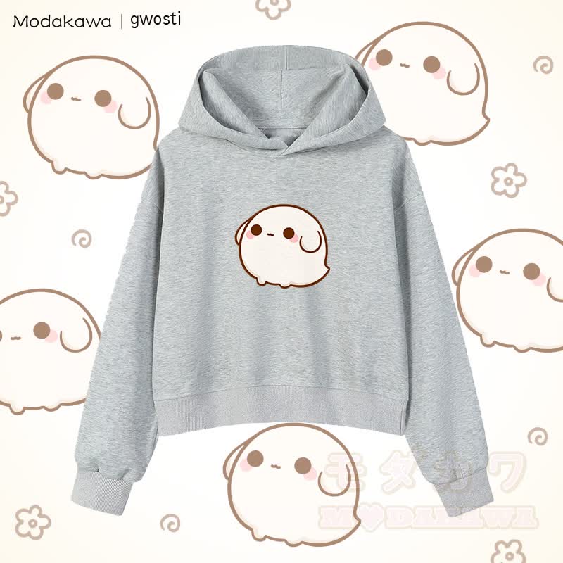 MODAKAWA X gwosti Gwosti グラフィック クロップド綿パーカー - ダークグレー - 3XL - image 4