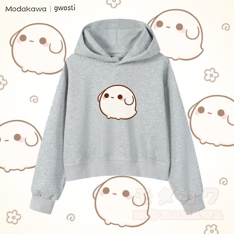 MODAKAWA X gwosti Gwosti グラフィック クロップド綿パーカー - ダークグレー - 3XL - image 4