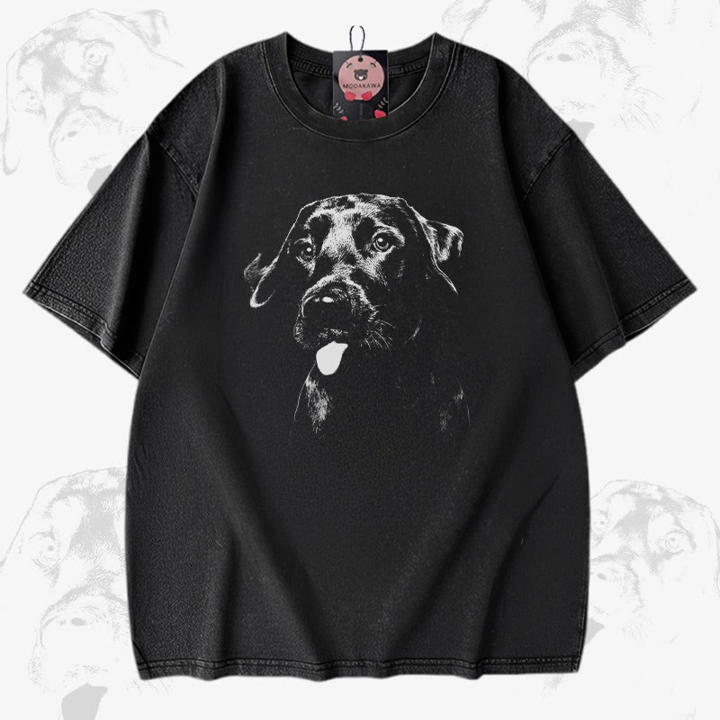 パピータングラフィックModakawaヴィンテージウォッシュ加工 綿100% T綿 - Black - 5XL - image 2