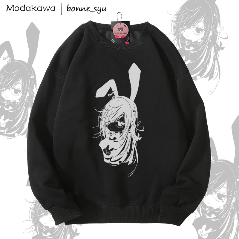 MODAKAWA X bonne_syu バニーガール グラフィック ユニセックス スウェットシャツ - Black - 5XL - image 2