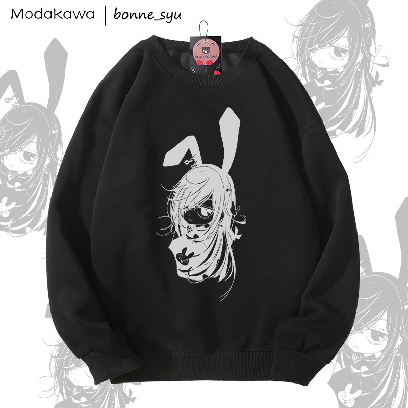 MODAKAWA X bonne_syu バニーガール グラフィック ユニセックス スウェットシャツ - Black - 5XL - image 2