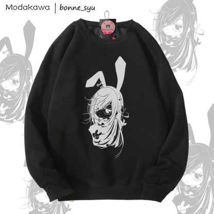 MODAKAWA X bonne_syu バニーガール グラフィック ユニセックス スウェットシャツ - Black - 5XL - image 2