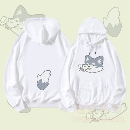 MODAKAWA スモーキングウルフフェイス＆テールグラフィック ストリートウェア プルオーバーパーカー - 白 - 5XL - image 3