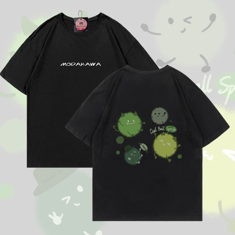 Cute Germ Graphic Modakawa Cotton T-shirt - Black - 5XL - image 4