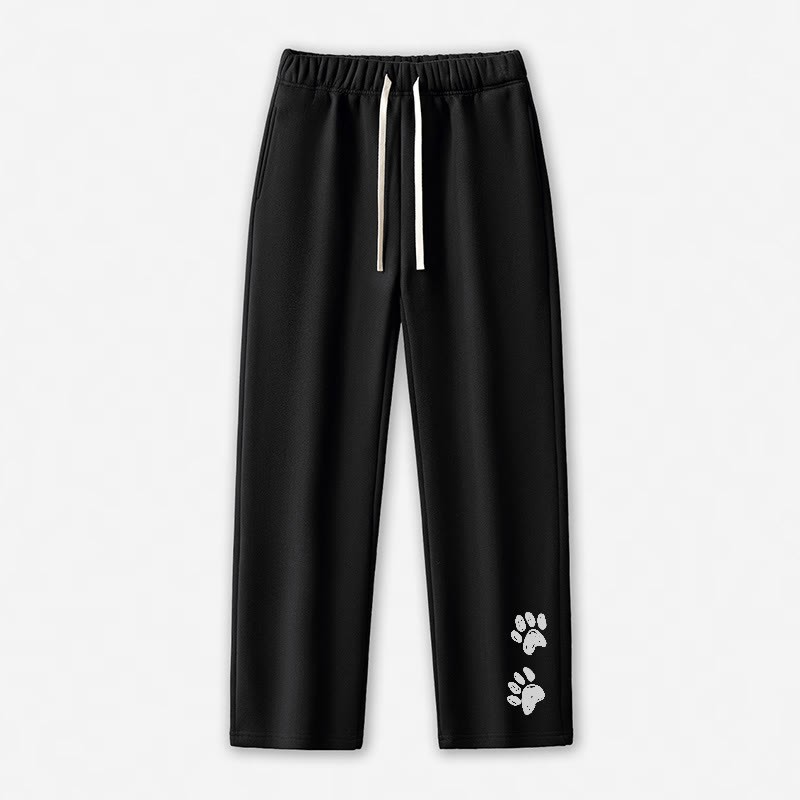 足跡プリントカジュアルパンツ - 黒 - 5XL - image 10