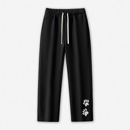 足跡プリントカジュアルパンツ - 黒 - 5XL - image 10