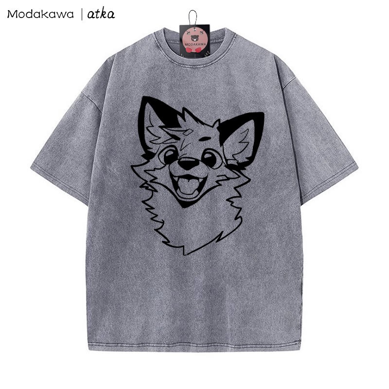 MODAKAWA × atka Fox プリント ヴィンテージウォッシュTシャツ - Grey - 5XL - image 4