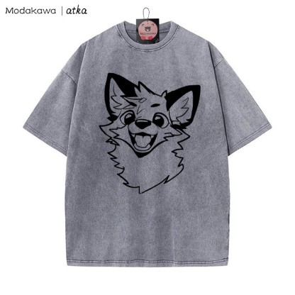 MODAKAWA × atka Fox プリント ヴィンテージウォッシュTシャツ - Grey - 5XL - image 4