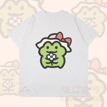 フラワーフロッググラフィックModakawaリップドTシャツ - 白 - 2XL - image 5