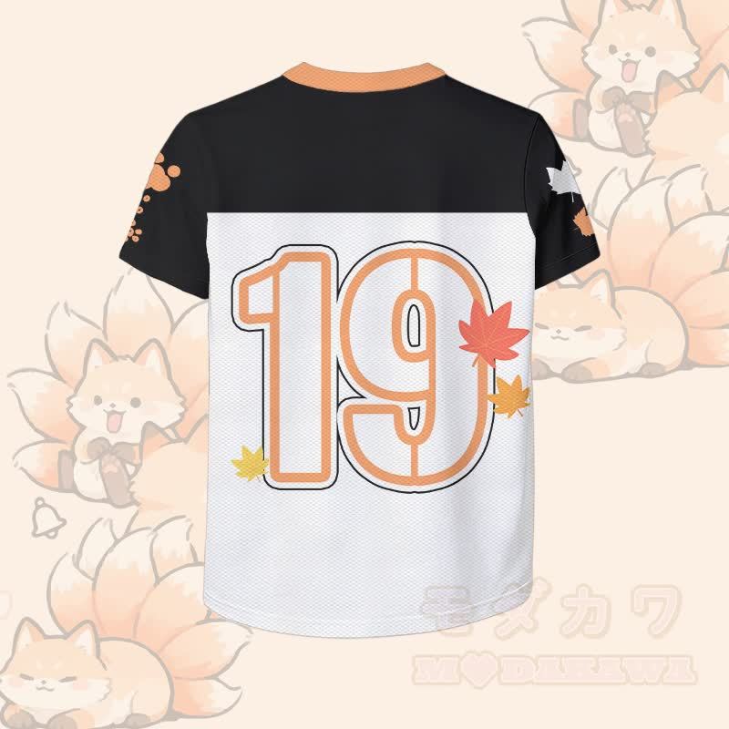 九尾の狐ナンバーグラフィックModakawaヴィンテージメッシュジャージーTシャツ - image 4