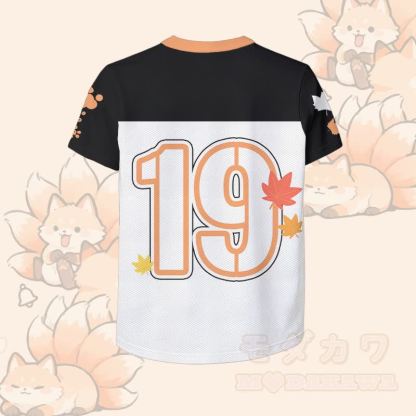 九尾の狐ナンバーグラフィックModakawaヴィンテージメッシュジャージーTシャツ - image 4