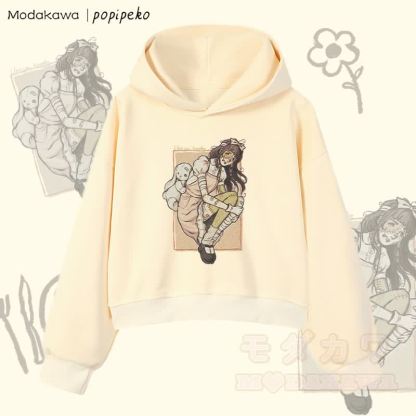 MODAKAWA X popipeko ゾンビガール グラフィック クロップド綿パーカー - アプリコット - 3XL - image 3