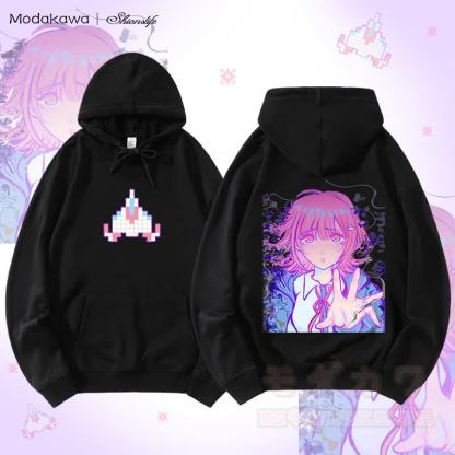 MODAKAWA X Shionslife 七海千秋 グラフィック ストリートウェア プルオーバー パーカー - 黒 - 5XL - image 4